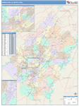 Birmingham-Hoover Metro Area Wall Map Color Cast Style